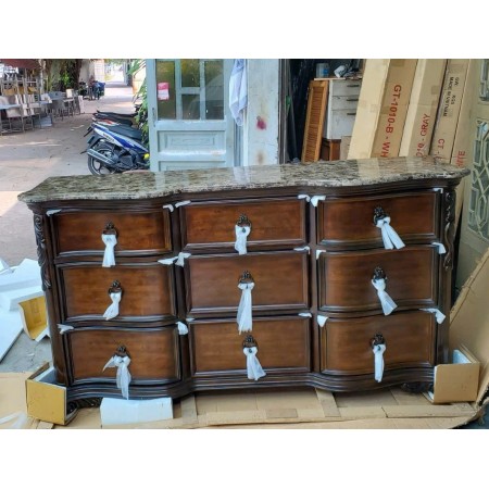 Imperial : Tủ 09 Ngăn Kéo Hoàng Gia + Mặt Đá Cẩm Thạch 